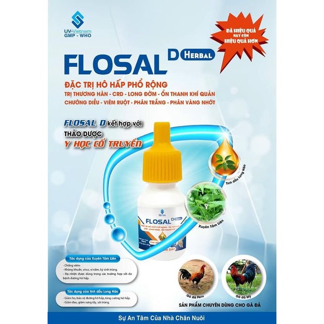 [Thú Y] Flosal D herbal 10ml 1 lọ Kết hợp với Thảo Dược Y Học Cổ Truyền hoặc viên ôn thanh 1 hộp