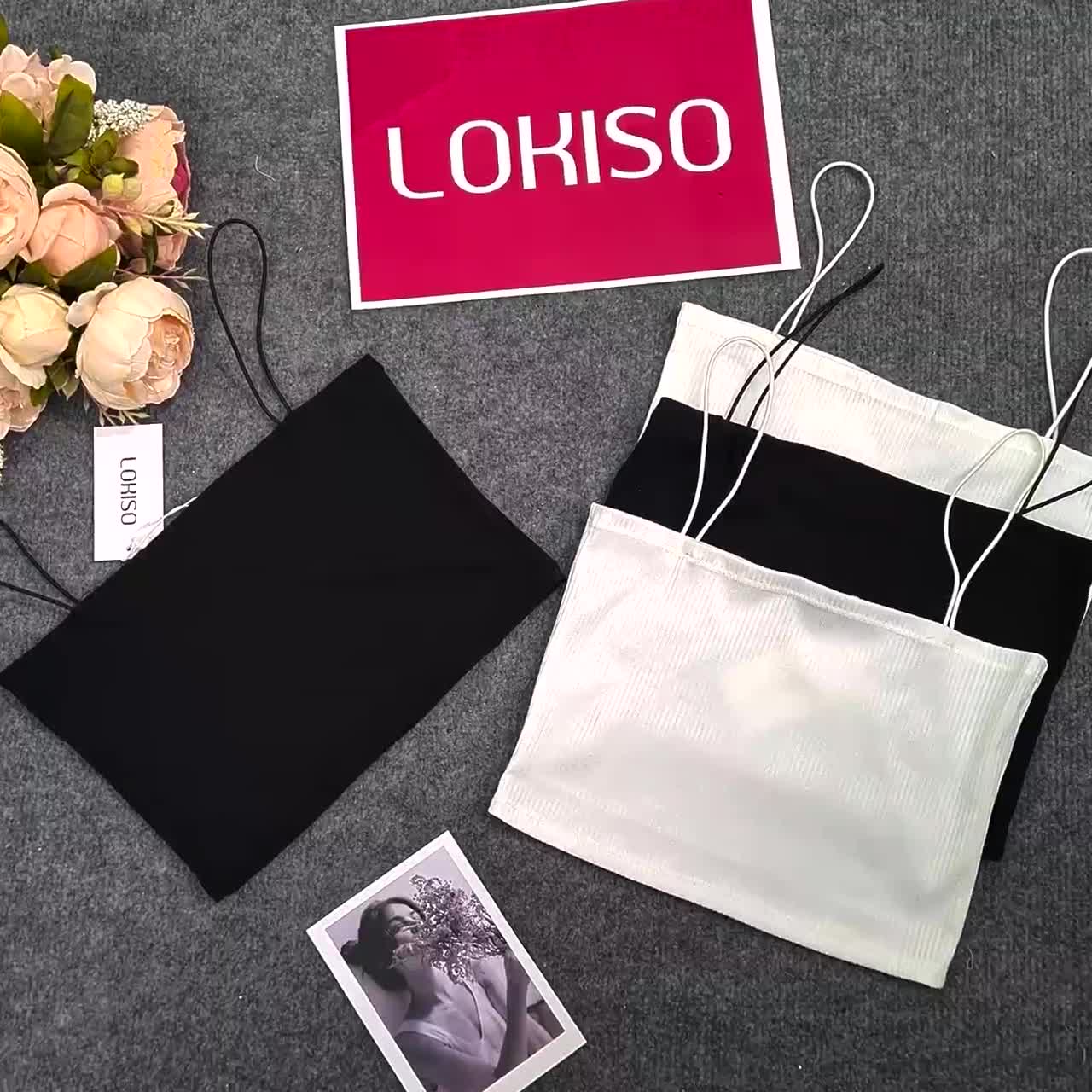 Áo hai dây nữ croptop dáng ôm kiểu ống 2 dây bún cao cấp LOKISO CT04 | BigBuy360 - bigbuy360.vn