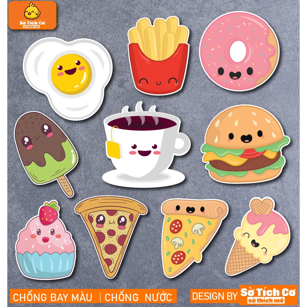 Kawaii Food dán điện thoại, laptop, mũ bảo hiểm, guitar, vali MSP: F01