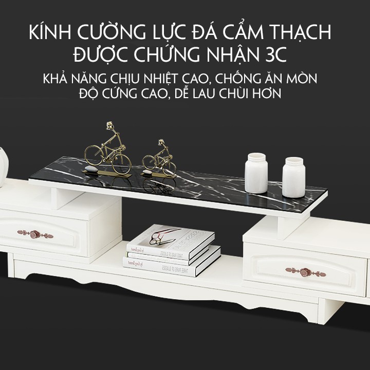 [RẺ SỐ 1] KỆ TRANG TRÍ TIVI BẰNG GỖ, CÓ MẶT KÍNH CƯỜNG LỰC, VÂN ĐÁ HOA CƯƠNG.