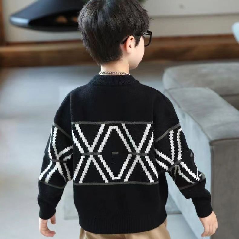 Áo Sweater Dệt Kim Cổ Tròn Thiết Kế Mới Thời Trang Mùa Thu Đông 2022 Dành Cho Bé Trai