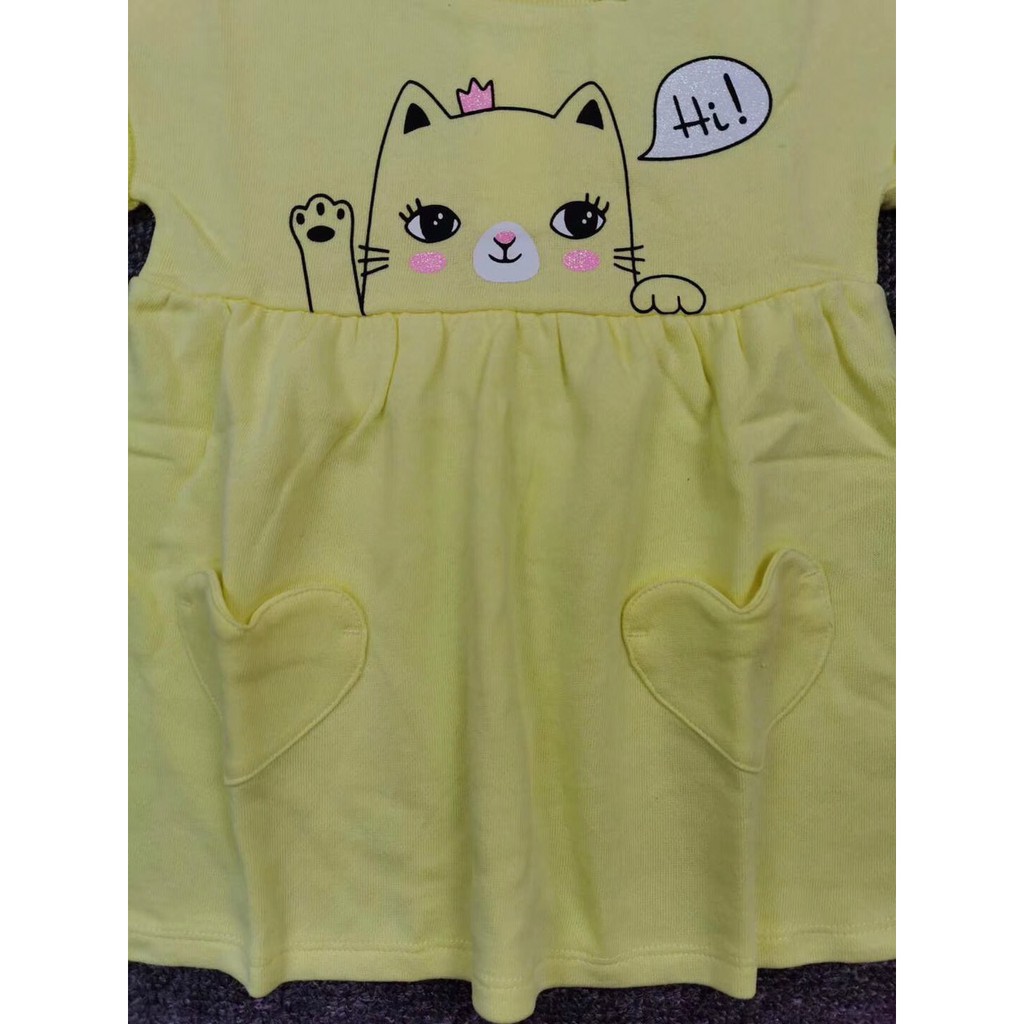 ĐẦM CHO BÉ GÁI CAYABE MÈO KITTY MÀU VÀNG (QUẦN ÁO TRẺ EM)