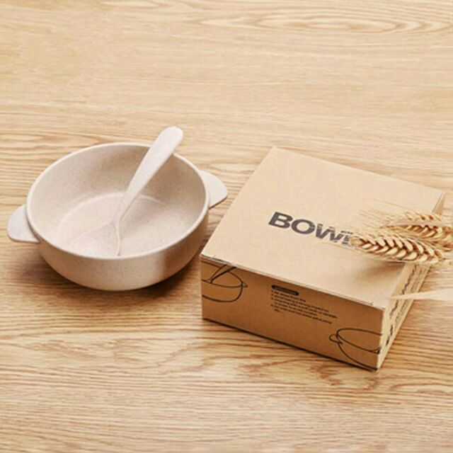 Bộ chén muỗng ăn dặm bằng lúa mạch chính hãng Bowl