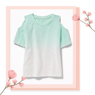 Thời trang quần áo trẻ em bé con gái Áo thun Hở Vai tay ngắn bé gái. Oldnavy. 12 13 14 XANH SỌC trắng