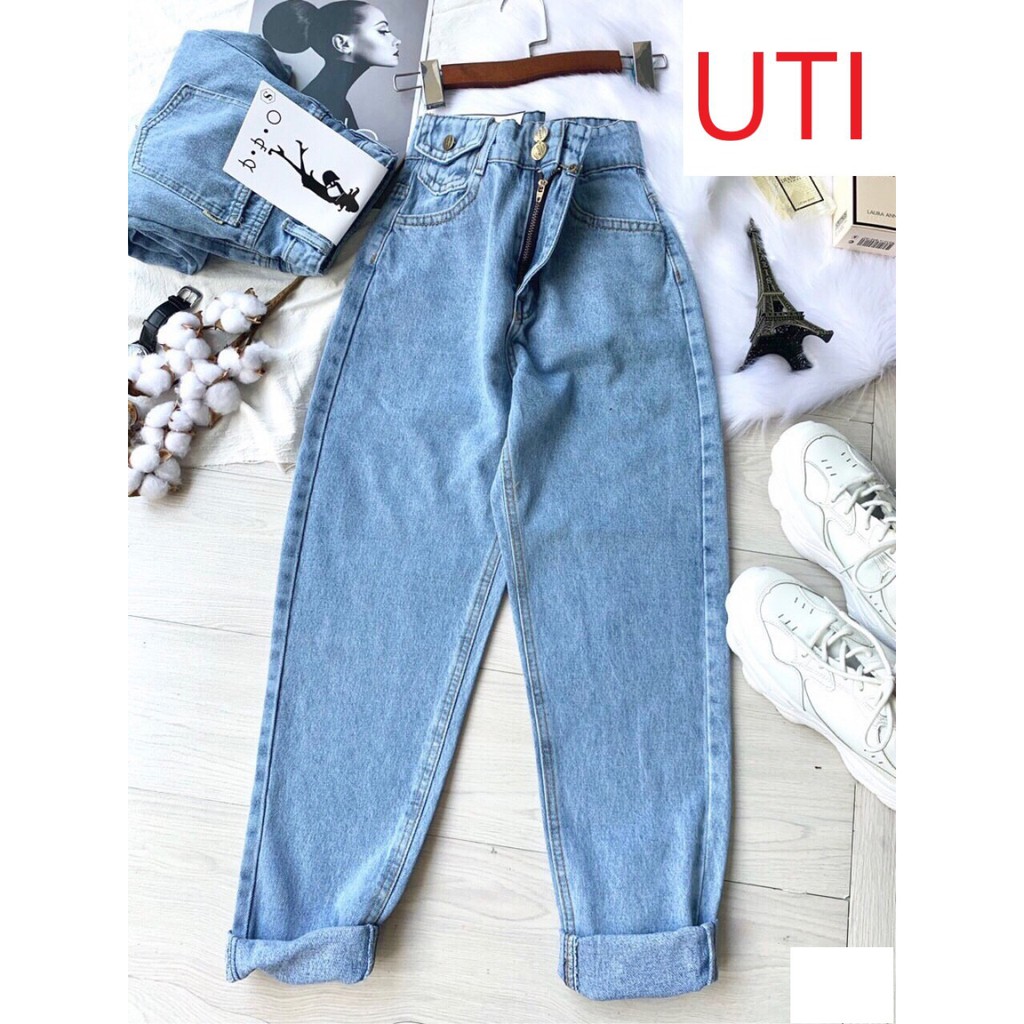 [ FREESHIP, HÌNH THẬT ] QUẦN BAGGY JEAN LƯNG CAO MÀU XANH NHẠT, XÁM ĐEN CAO CẤP UTI TÚI NẮP NHỌN TÚI 2 NÚT SIÊU HOT