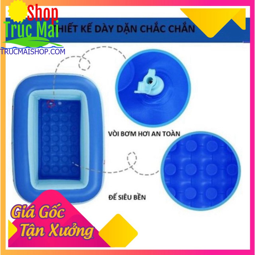 bể bơi phao Hồ bơi Xia Le SL-C015 3 tầng hình chữ nhật, Bể bơi đáy massage cho bé tập làm quen với nước, đồ chơi hồ bơi