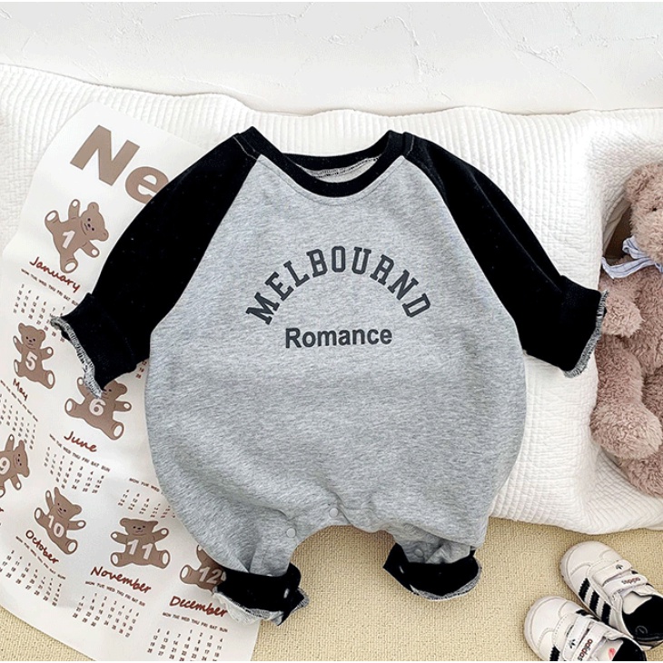 Bộ Áo Liền Quần Tay Dài Bằng Cotton Thời Trang Xuân Thu Cho Bé