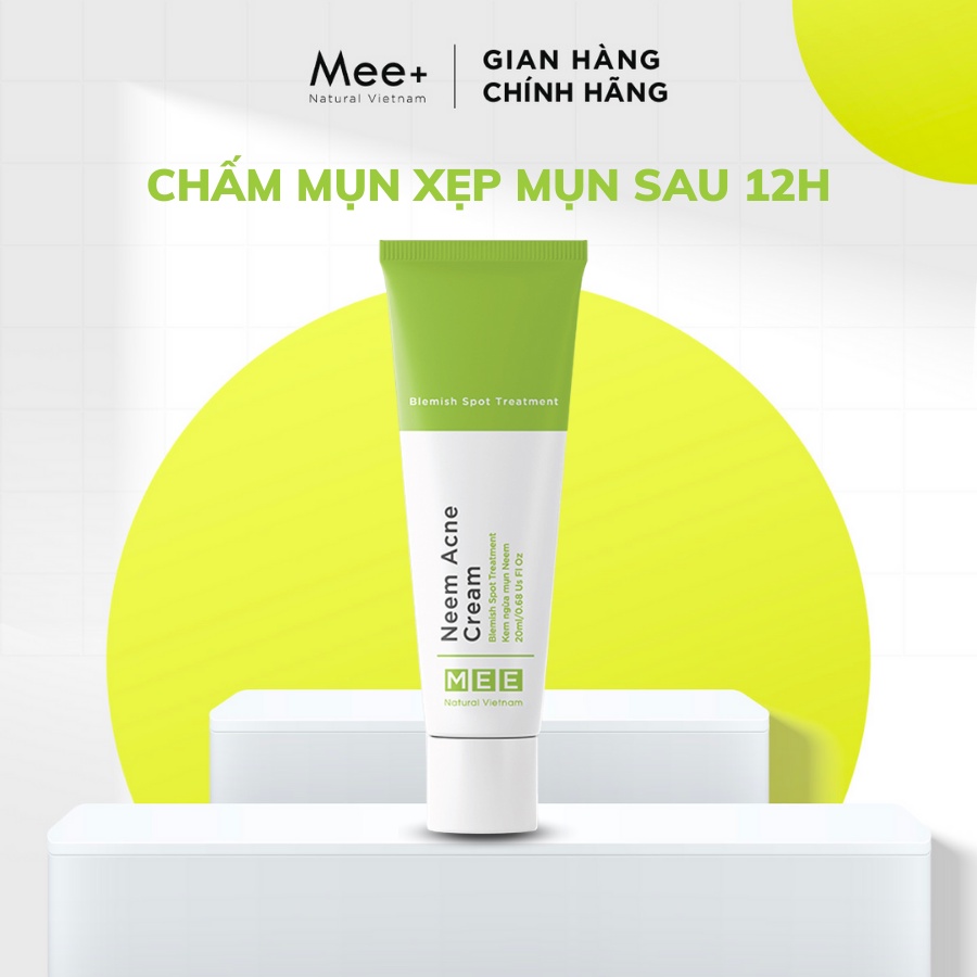 Chấm mụn thảo mộc MEE NATURAL - Kem chấm mụn hỗ trợ giảm mụn, mờ thâm Neem Acne Cream 20ml