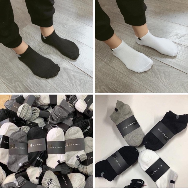 Lố 10 đôi tất nam nữ Zara Men cổ ngắn, vớ thời trang cao cấp chất cotton co dãn nhập khẩu