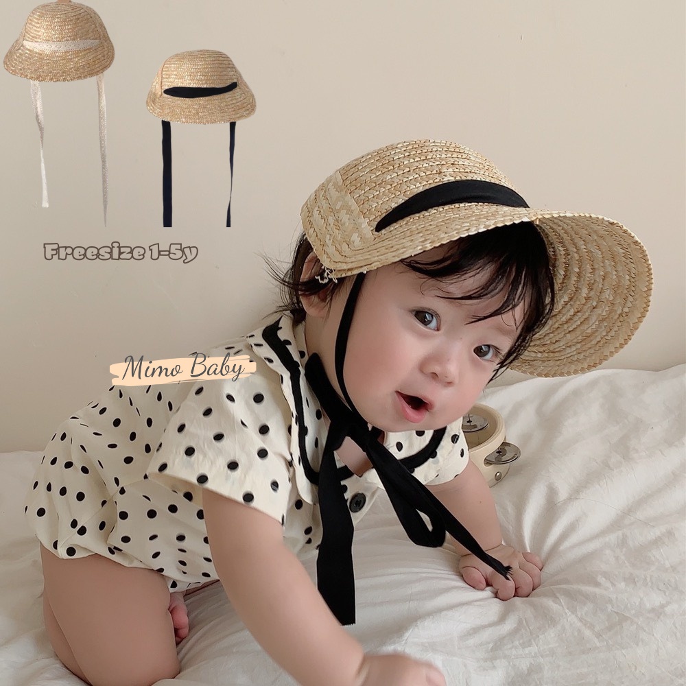 Mũ cói nửa đầu buộc dây phong cách hàn quốc cho bé MH158 Mimo Baby