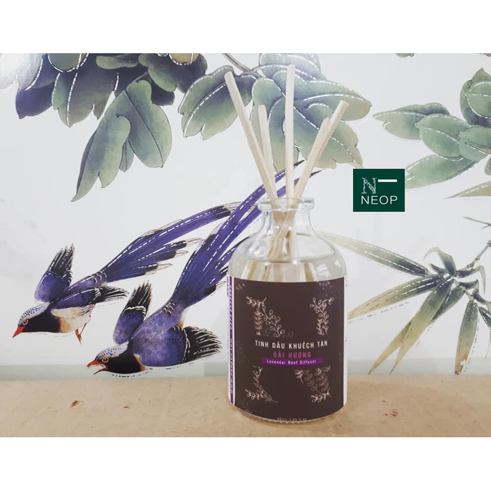 Tinh Dầu Khuếch Tán Oải Hương NEOP 60ml (Pháp) - Tặng Kèm 20 Que Mây Khuếch Tán - Lavender Reed Diffuser