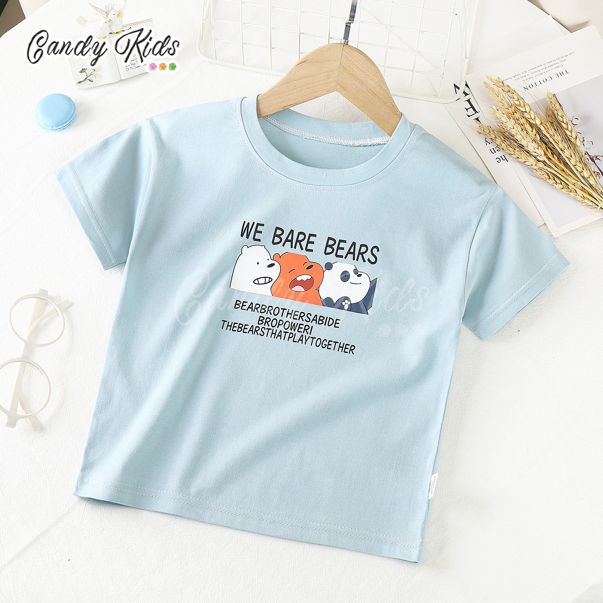 Áo Thun Ngắn Tay Chất Liệu Cotton In Hình Hoạt Hình Dễ Thương Dành Cho Trẻ Nhỏ 1-8 Tuổi