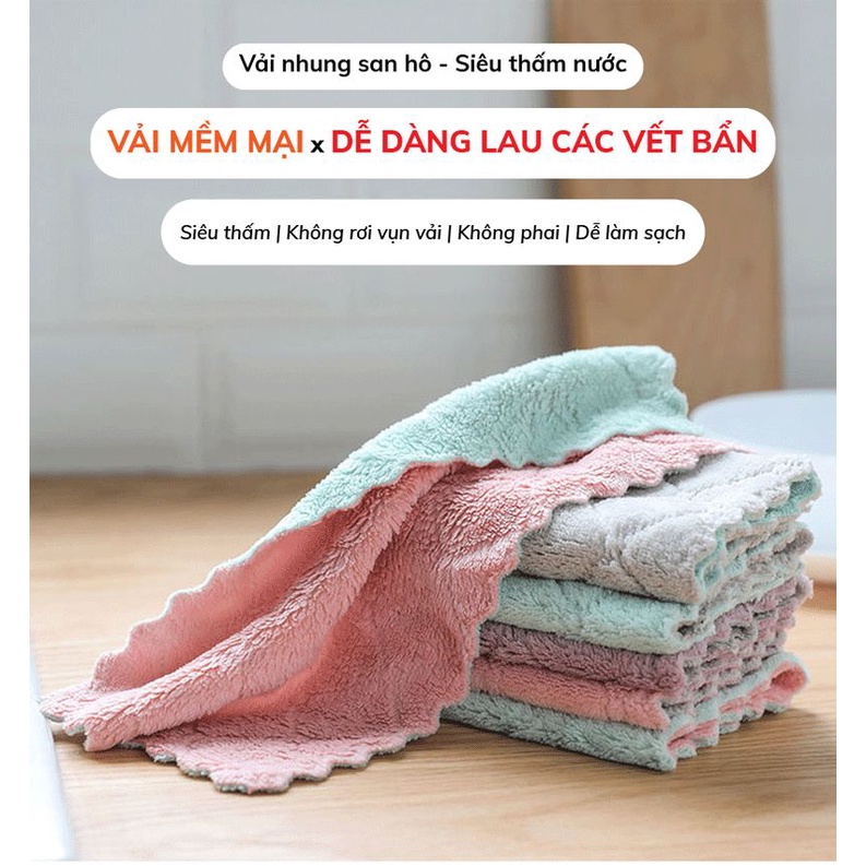 Combo 10 Khăn lau đa năng 2 mặt kháng khuẩn siêu thấm nước mềm mịn khăn răng cưa không ra lông an toàn cho da Kho Sỉ
