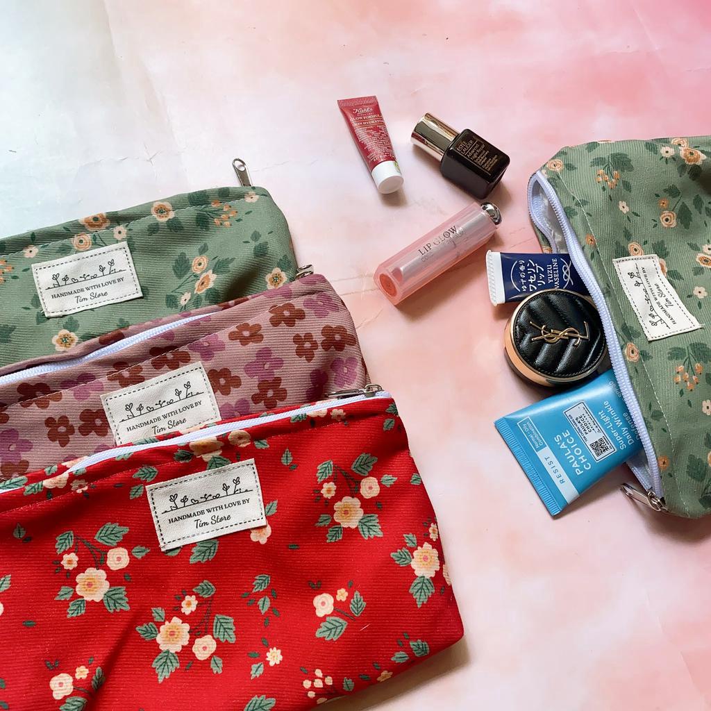 TÚI MỸ PHẨM, BÓP VẢI ĐA NĂNG HOA , TIỆN ÍCH ĐỒ CÁ NHÂN HANDMADE