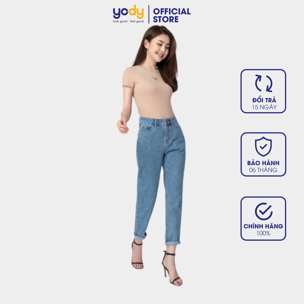 Quần Jean Baggy Cotton Yody Cạp Cao Co Giãn Không Bai Nhão QJN3120
