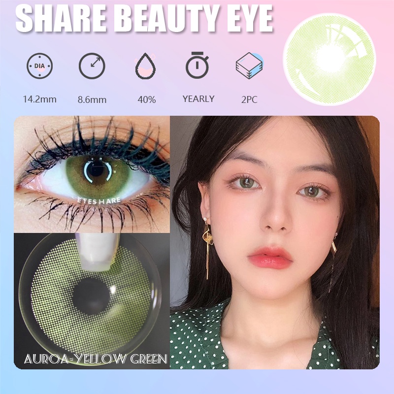 Cặp kính áp tròng EYESHARE màu đen xám tự nhiên thời trang dành cho làm đẹp mắt