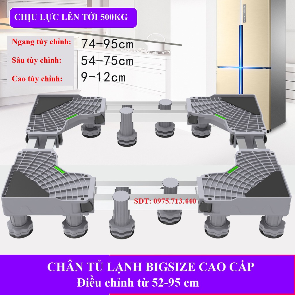 Chân Máy Giặt Tủ Lạnh Cao Cấp Bánh Xe [INOX-304] Đa Năng Kích Thước Từ 40-95cm cho Tất Cả Các Loại Máy Bảo Hành 12 Tháng