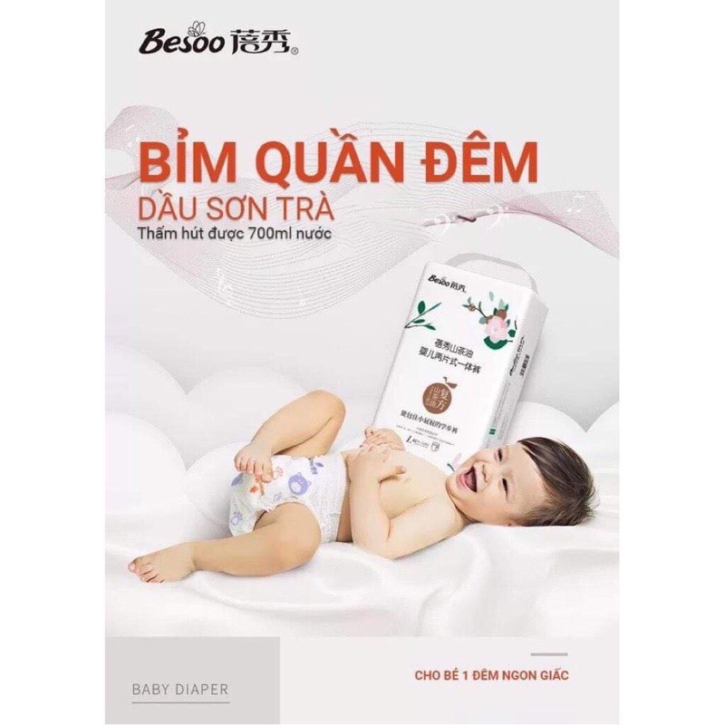 🥇𝐂𝐇𝐈́𝐍𝐇 𝐇𝐀̃𝐍𝐆️🥇Bỉm BESOO - TINH CHẤT SƠN TRÀ CHỐNG HĂM Đủ Size dán/quần S56/M50/L46/XL42/XXL42/XXXL42