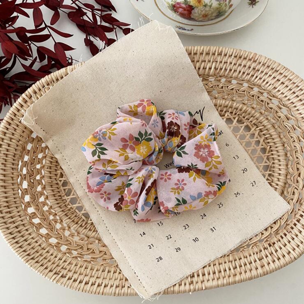 Dây buộc tóc Scrunchie in hoa nhiều màu Vintage phong cách Hàn Hair Scrunchies