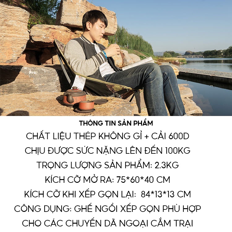 Ghế Xếp Câu Cá Dã Ngoại Camping Cắm Trại Ghế Dựa Ngả Lưng Nướng Thức Ăn Xếp Gọn LY-051
