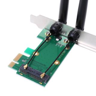 btsg* Wireless Network Card WiFi Mini PCI-E Express to PCI-E Adapter 2 Antenna External PC