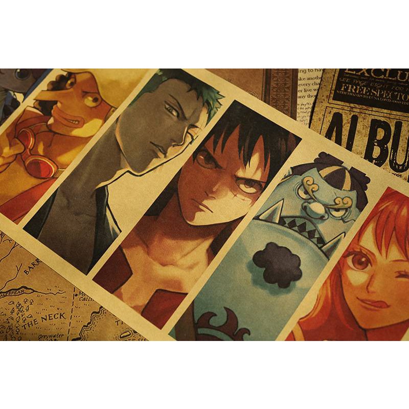 Tranh treo tường trang trí hình hoạt hình One Piece 70x20cm