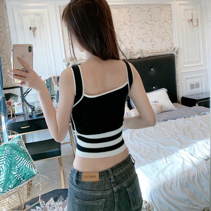 Áo len 2 dây crop top dây kéo Mã: AH342