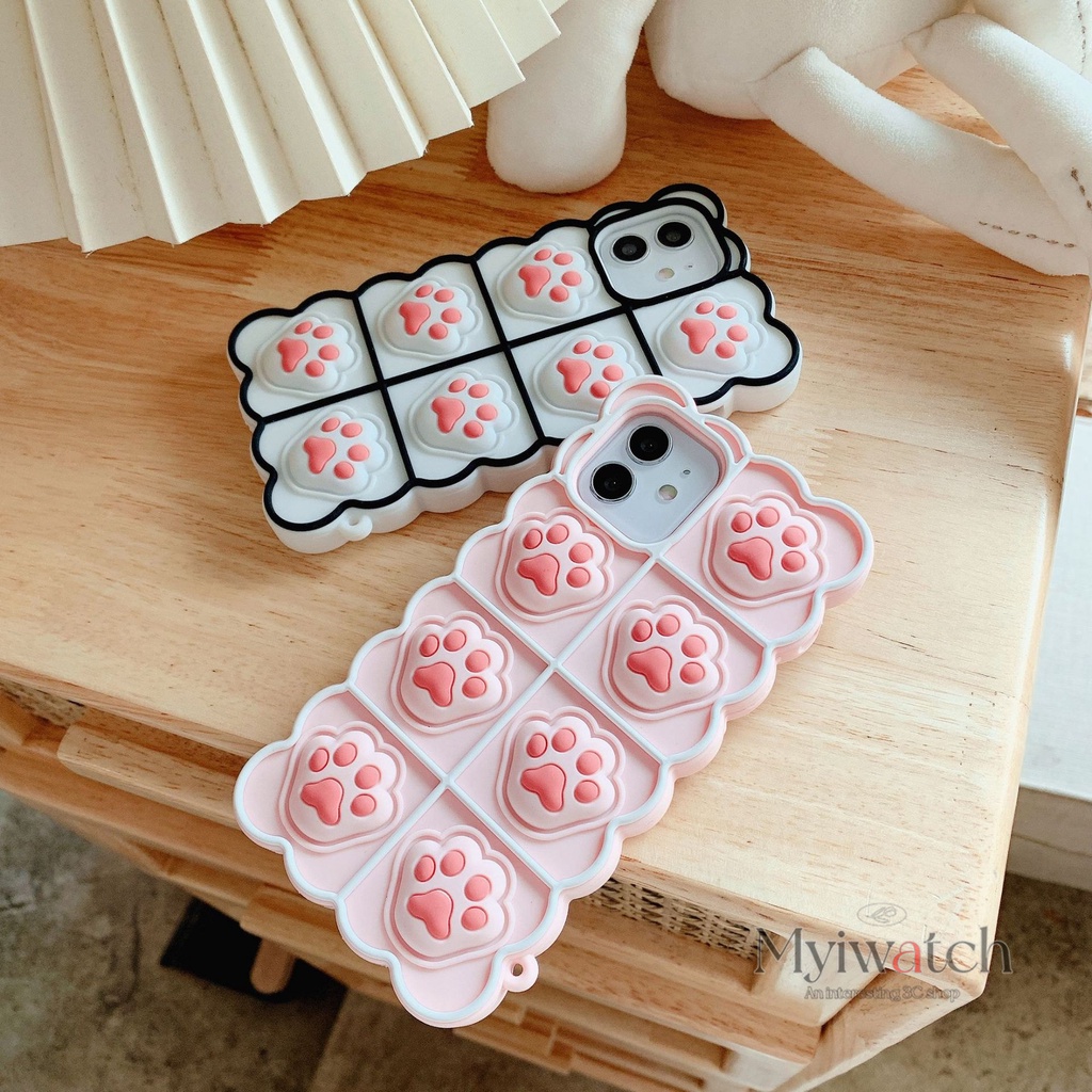 Ốp điện thoại silicon mềm thiết kế chân mèo nhấn giảm căng thẳng xinh xắn cho iPhone13 12 11 Pro XS Max XR X 6 7 8 Plus