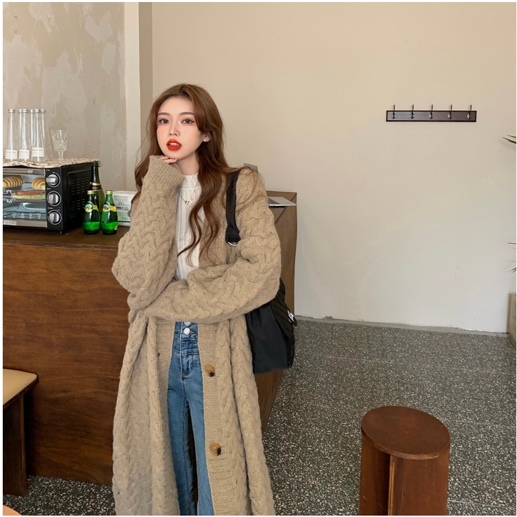 Áo Khoác Cardigan Dệt Kim Dáng Rộng Phong Cách Hàn Quốc Thời Trang Thu Đông Mới Cho Nữ