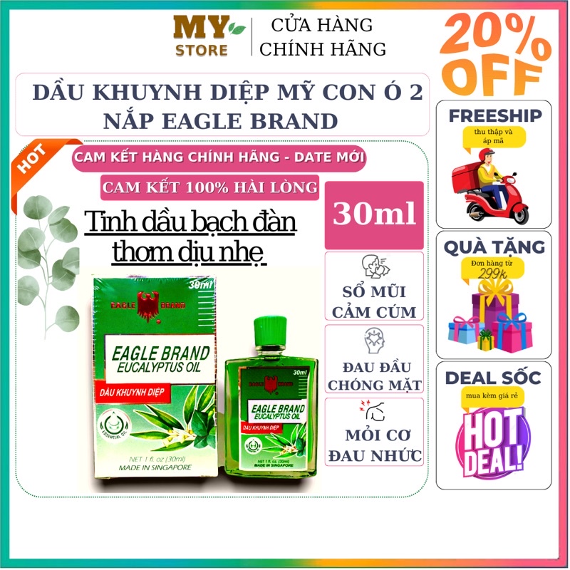 Dầu Khuynh Diệp Con Ó Mỹ 2 Nắp 30ml-Thơm Dịu Nhẹ Tinh Dầu Bạch Đàn