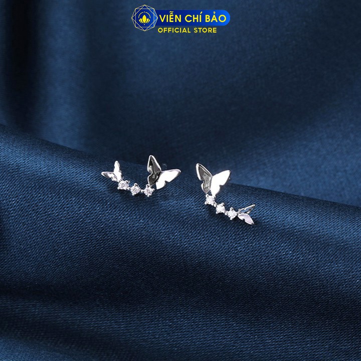 Bông tai bạc nữ cánh bướm đính đá chất liệu bạc 925 thời trang phụ kiện trang sức nữ Viễn Chí Bảo B400753