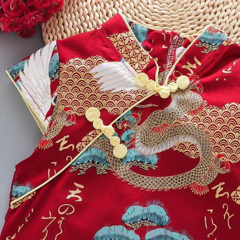 Đầm Sườn Xám Truyền Thống Trung Hoa Năm Mới Cho Bé Gái
