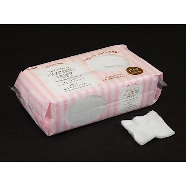 Gói 130 bông tẩy trang Kyowa được làm hoàn toàn từ bông tự nhiên không bị bung, xù