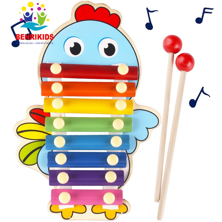 Đồ chơi đàn gỗ Xylophone 8 Quãng hình con vật đáng yêu Cho Bé