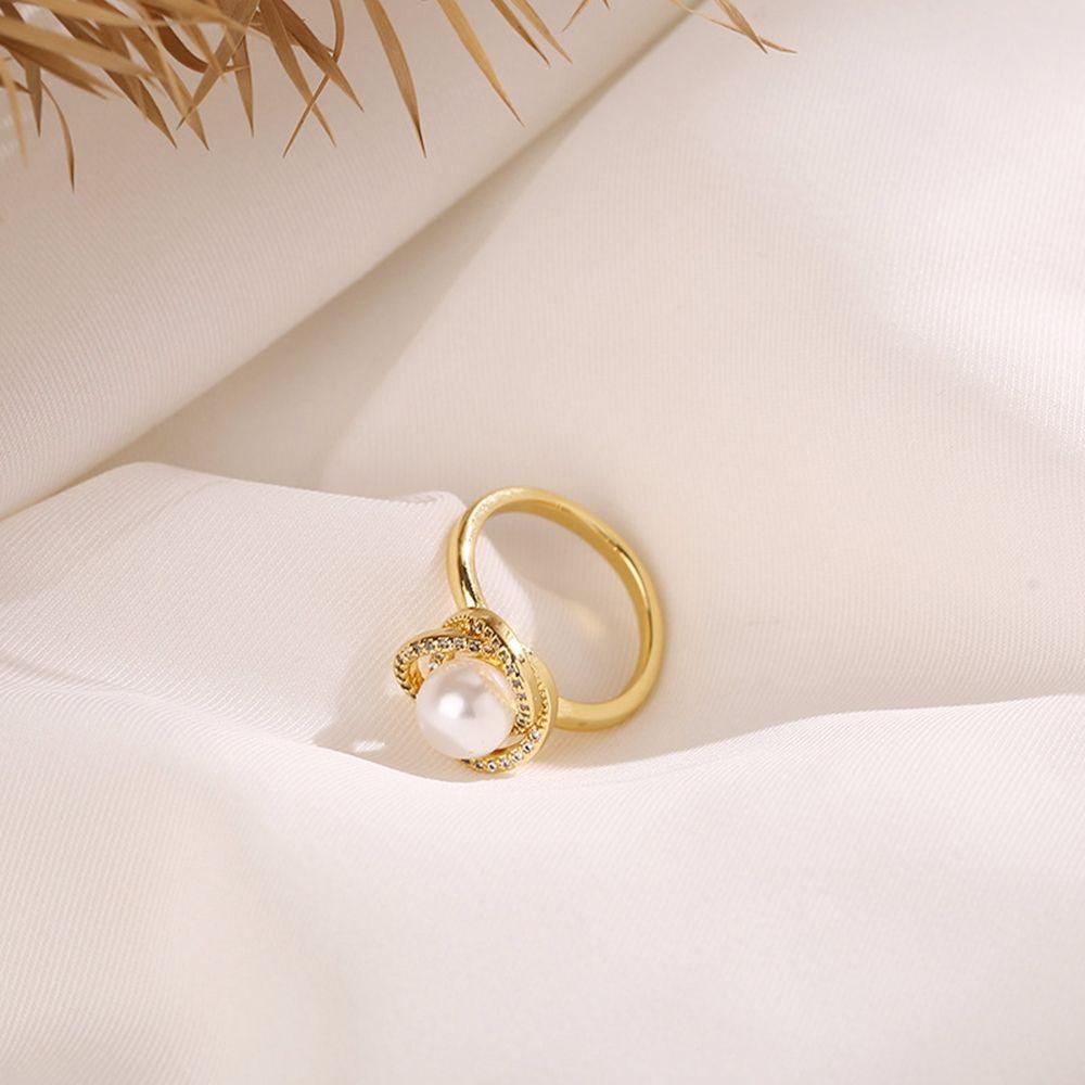 AROMA Bông Tai Dạng Mở Đính Ngọc Trai Đơn Giản Thời Trang Cổ Điển Cho Nữ