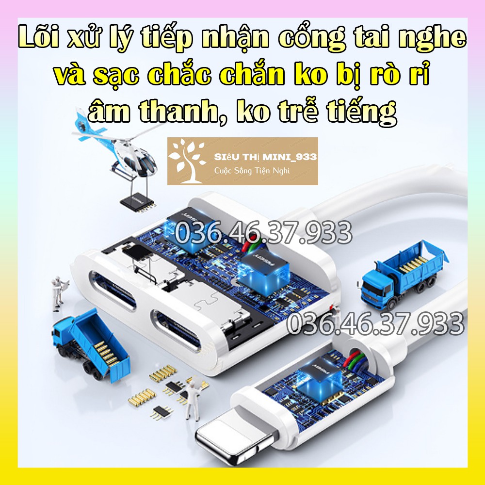 Jack cáp chuyển đổi tai nghe iPhone 2 cổng Lightning Có Mic chơi Game Pubg và cáp Lightning sang 3.5 mm Vừa sạc vừa Nghe