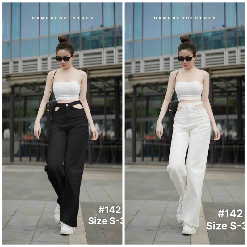 Quần Baggy Kaki Nữ Bigsize 40kg Đến 80kg Lưng Cao Khoét Kiểu Ống Rộng 2 Màu