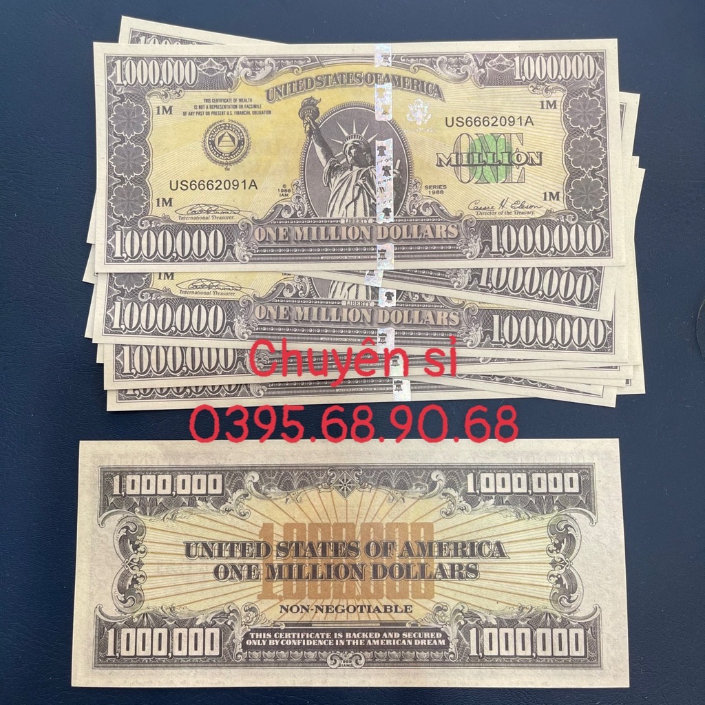 Sỉ Combo 10 Tờ Tiền Triệu Đô - 1 Triệu Usd Kỉ Niệm Có Bảo An