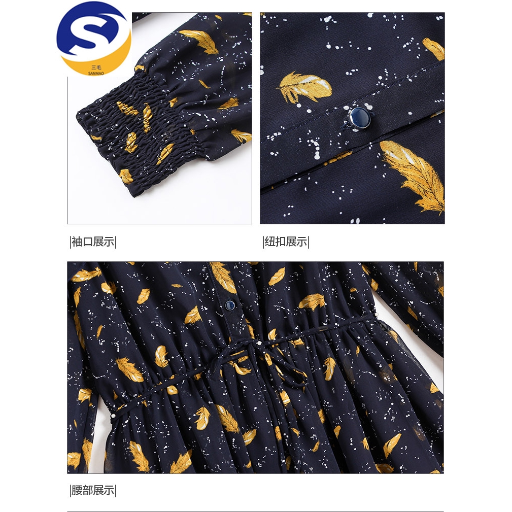 Đầm Voan Dài Tay In Họa Tiết Xinh Xắn Theo Phong Cách Hàn Quốc Dành Cho Nữ | BigBuy360 - bigbuy360.vn