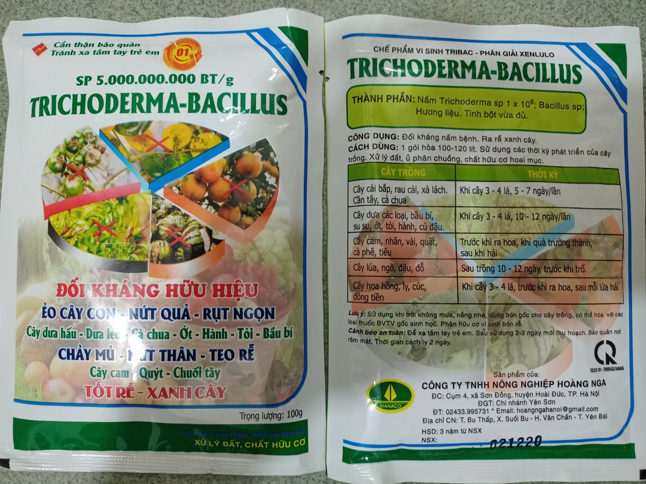 Chế phẩm hữu cơ vi sinh Trichoderma Bacilius gói 100g