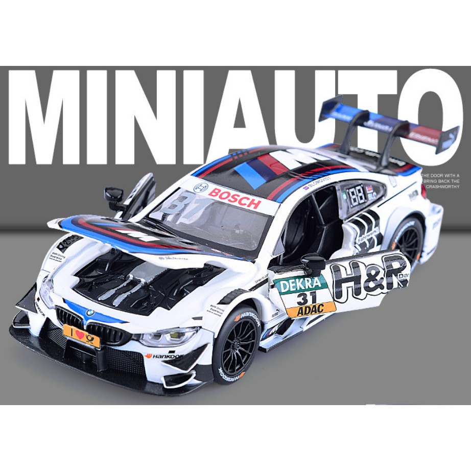Ô tô Mô Hình BMW M4 DTM tỉ lệ 1:32 Màu trắng. Mô hình siêu xe, mô hình xe đua BMW