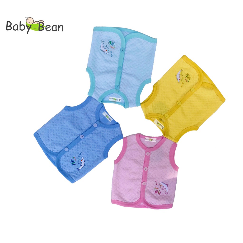 Áo Gile Cotton Unisex Sơ Sinh Thêu Cá Mập BabyBean