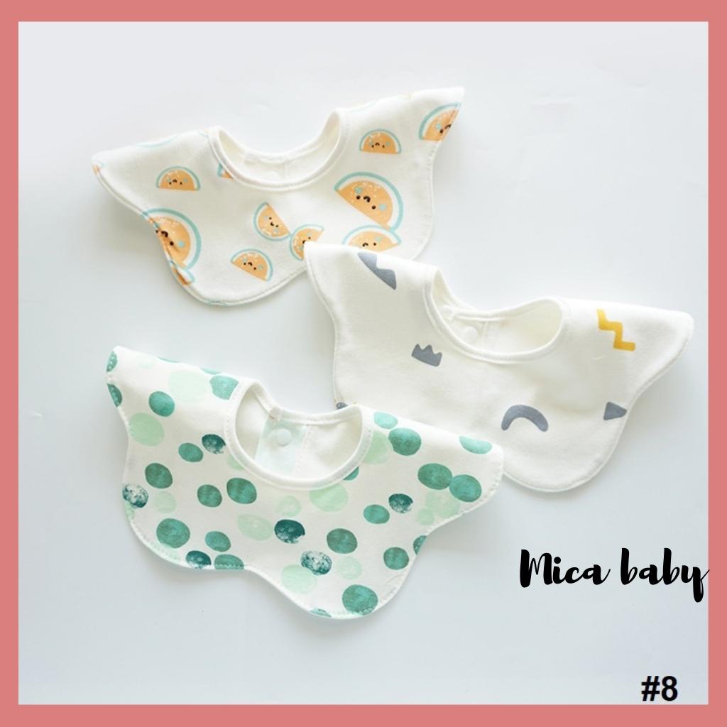 Set 3 yếm cổ tròn cánh hoa chất cotton mềm mại dễ thương cho bé Mica Baby YC06