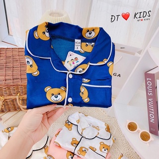 [SET CHO BÉ] Bộ pyjama gấu lụa satin siêu đẹp cho bé