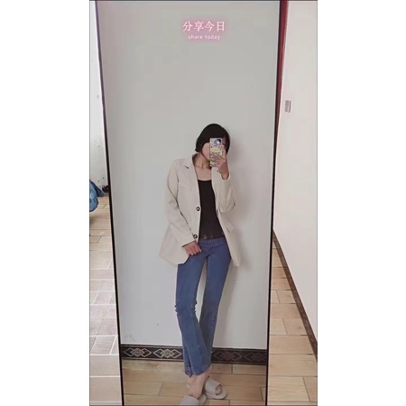 Quần bò jean siêu hách chân ống loe xẻ ống quần cạp cao hot tik tok
