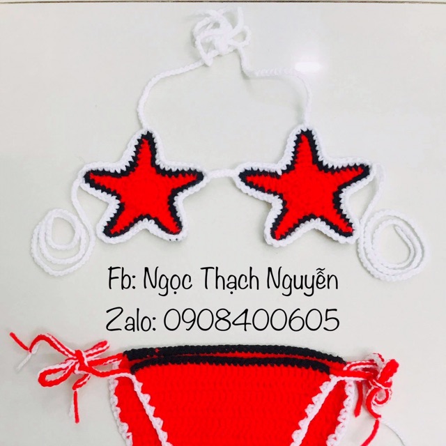Bộ bikini móc len cho bé