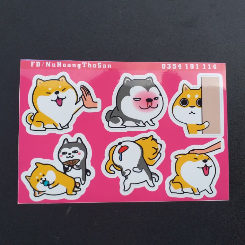 Bộ sticker chó con hài hước. Hàng mới về cute xĩu