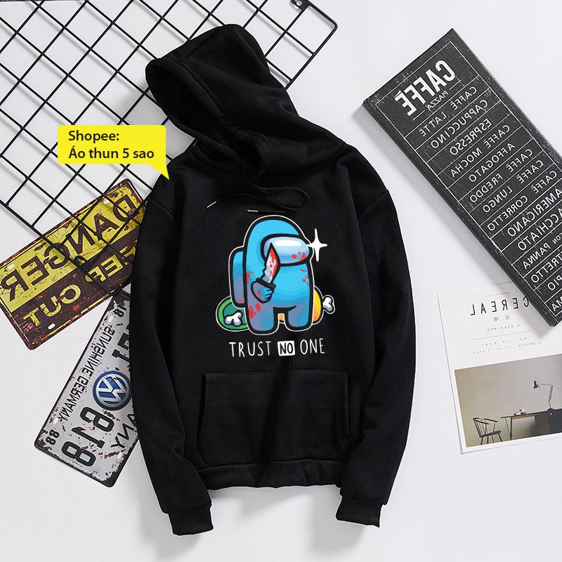 Áo Hoodie Among US [ HÀNG MỚI VỀ ] TRUST NO ONE Có 2 Màu Đen Và Trắng Chất Nỉ Dầy Dặn Hot Trend 2021 | BigBuy360 - bigbuy360.vn