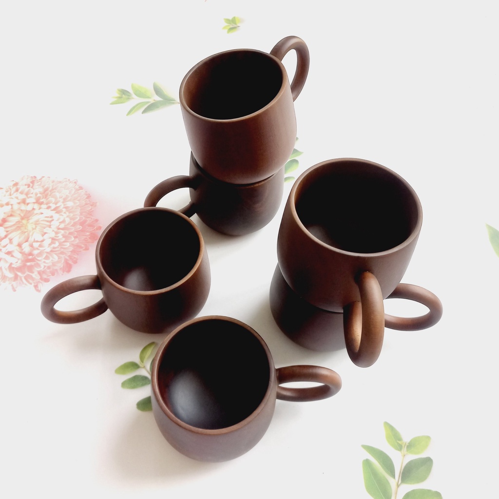 Cốc Gỗ Keo Nâu Đỏ Có Quai 7x7cm Uống Nước, Trà, Cà Phê, Cốc Gỗ Decor Trang Trí Chụp Ảnh Của Vitrapro