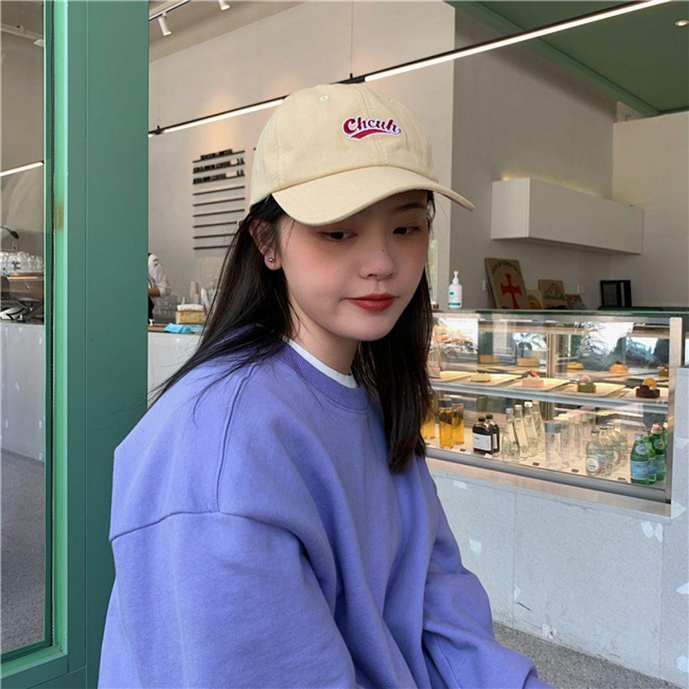 Nón lưỡi trai cotton thêu họa tiết chữ phong cách Hàn Quốc dễ phối đồ gồm nhiều màu tùy chọn